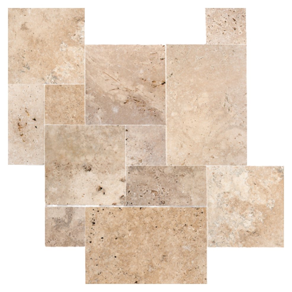 French Pattern Travertino Mix — pedra natural, origem Turquia