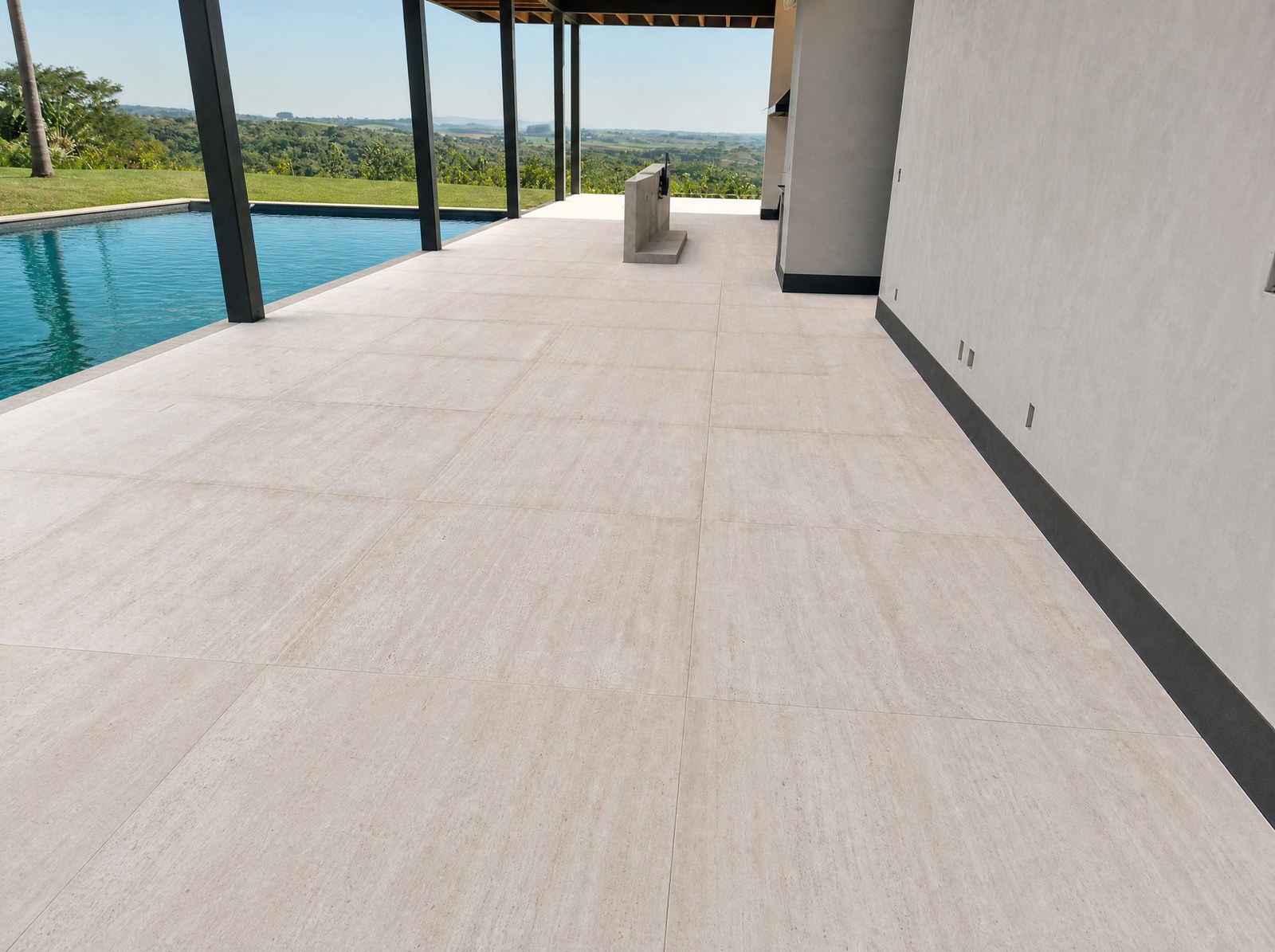 Travertino Clássico aplicado. Piso e revestimento, áreas internas e externas