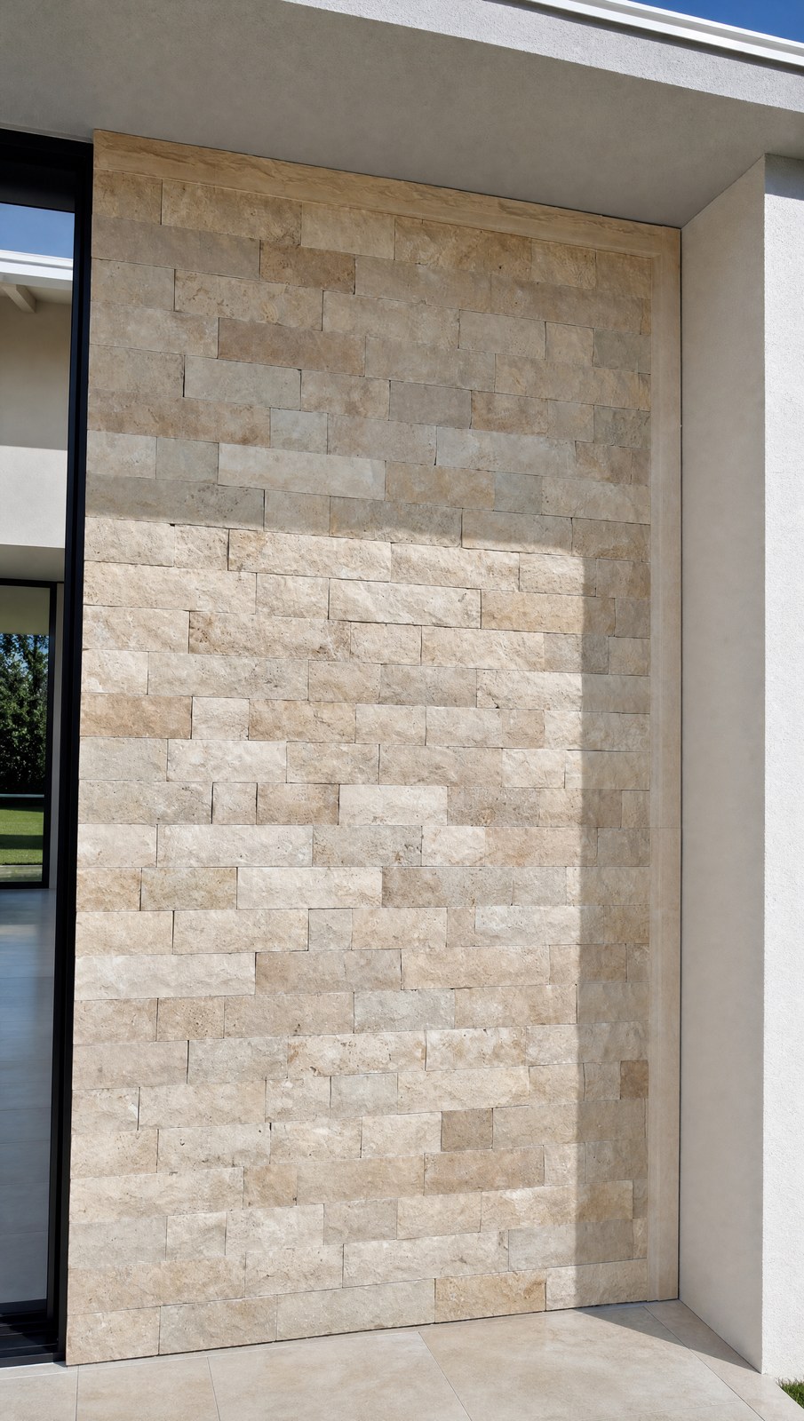Rock Face Travertino Romano Light aplicado. Fachadas, muros e paredes de destaque